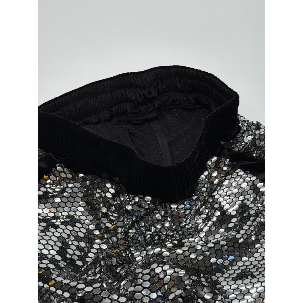 Mens Silver Sequin‎ Disco Festival Shorts Black Elastic Waist Rave Party Small - Picture 9 of 9